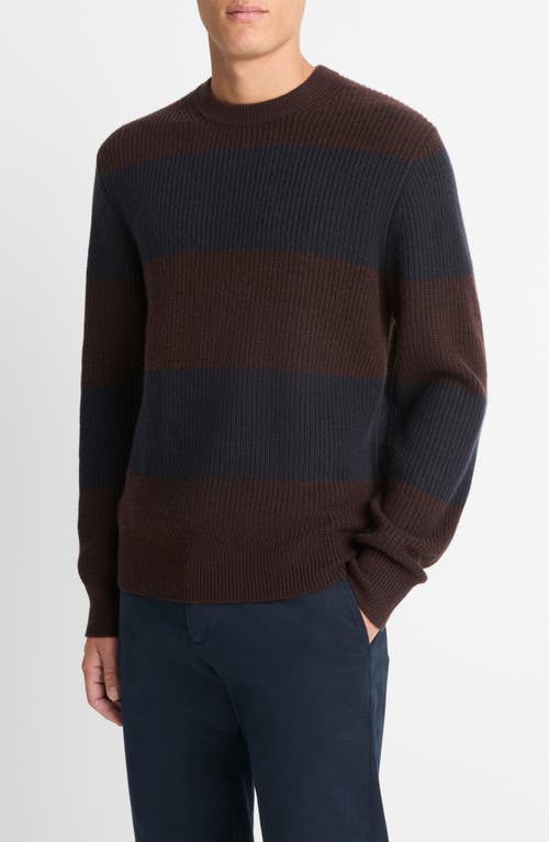 Vince Shaker Crewneck Sweater In Oxblood/coastal