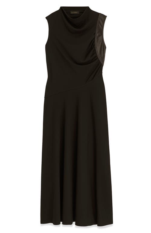 Donna Karan New York Faux Leather Trim Midi Dress In Black