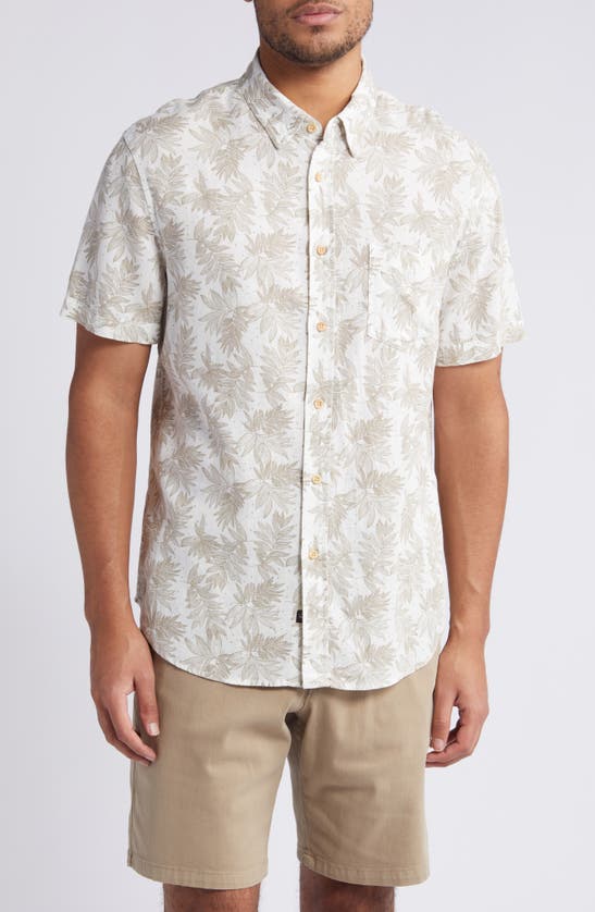 Shop Rails Carson Leaf Print Short Sleeve Linen Blend Button-up Shirt In Dotted Fronds Seneca