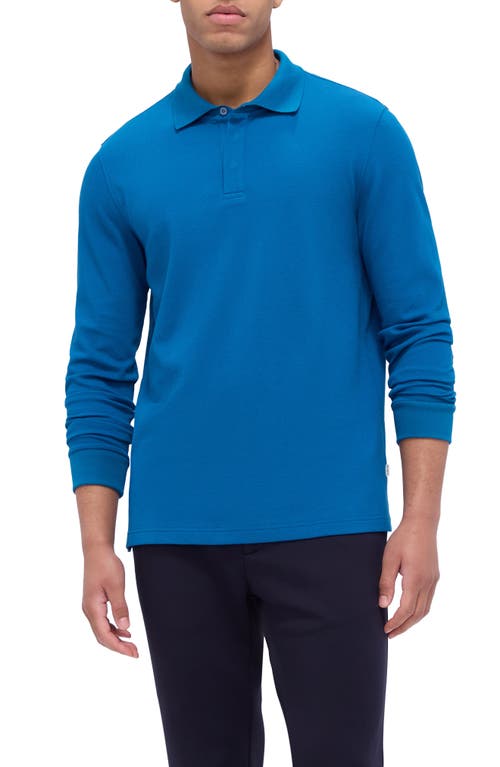 Bugatchi Honeycomb Knit Long Sleeve Polo In Sapphire