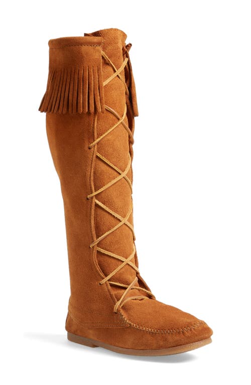 Knee High Boot in Brown Suede