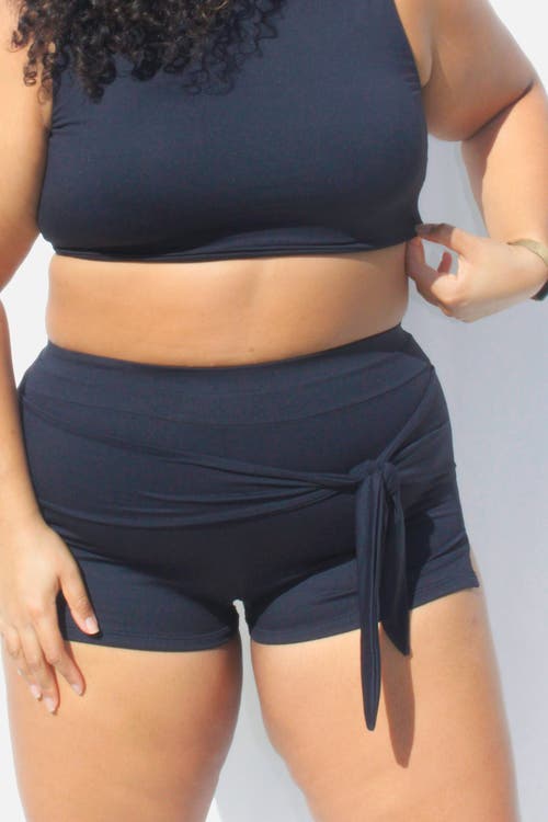 Mary Mercedes Black Moe Tie-front Swim Shorts In Black