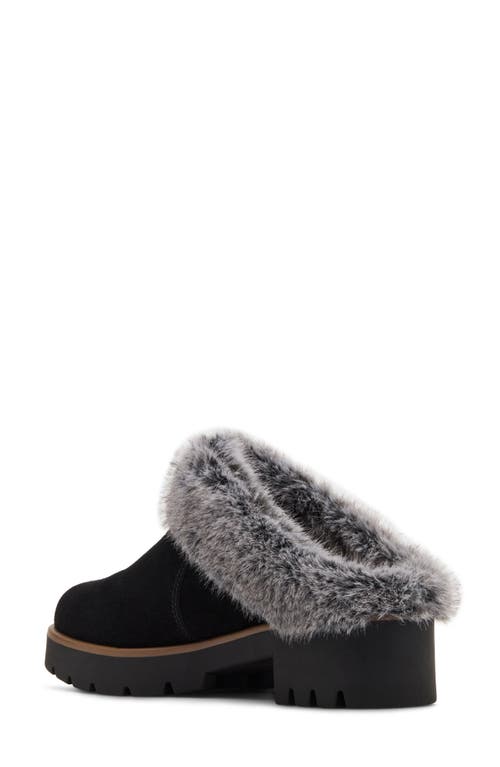 Shop Blondo Karoline Faux Fur Clog In Black Suede