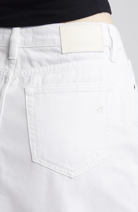 Hidden Jeans Front Slit Denim Midi Skirt In White