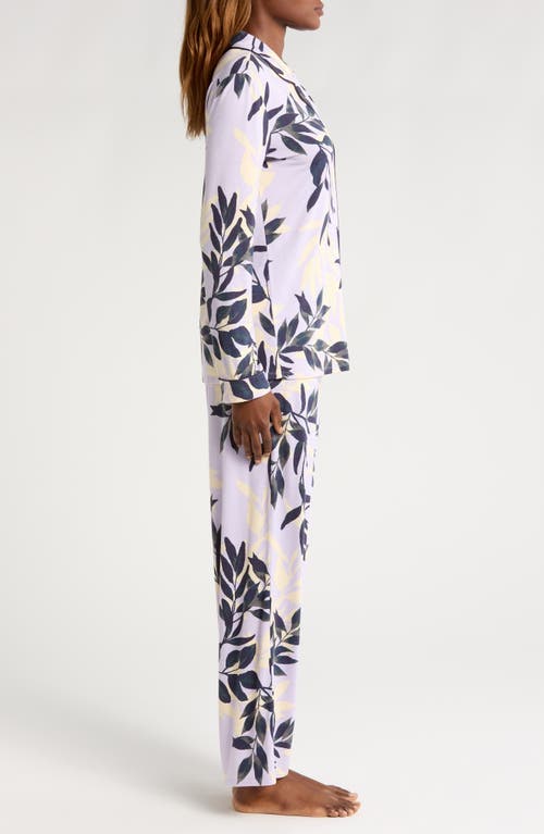 Shop Nordstrom Moonlight Eco Knit Pajamas In Purple Petal Willow Leaves