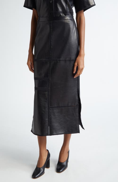 LAFAYETTE 148 LAFAYETTE 148 NEW YORK BLOCK PANEL LAMBSKIN LEATHER SKIRT 