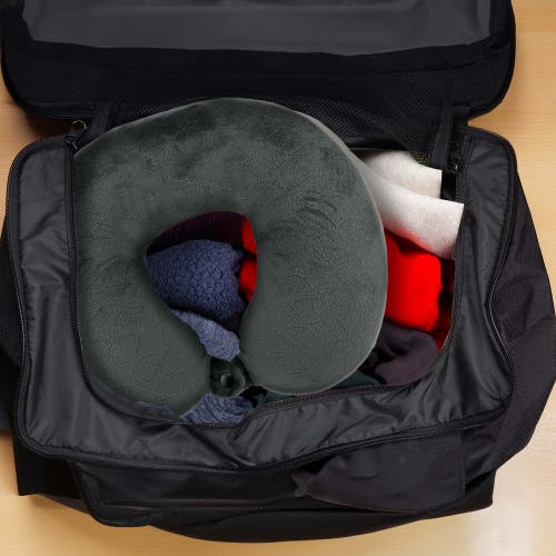 Pursonic Memory Foam Travel Pillow With Sleep Mask In Gray