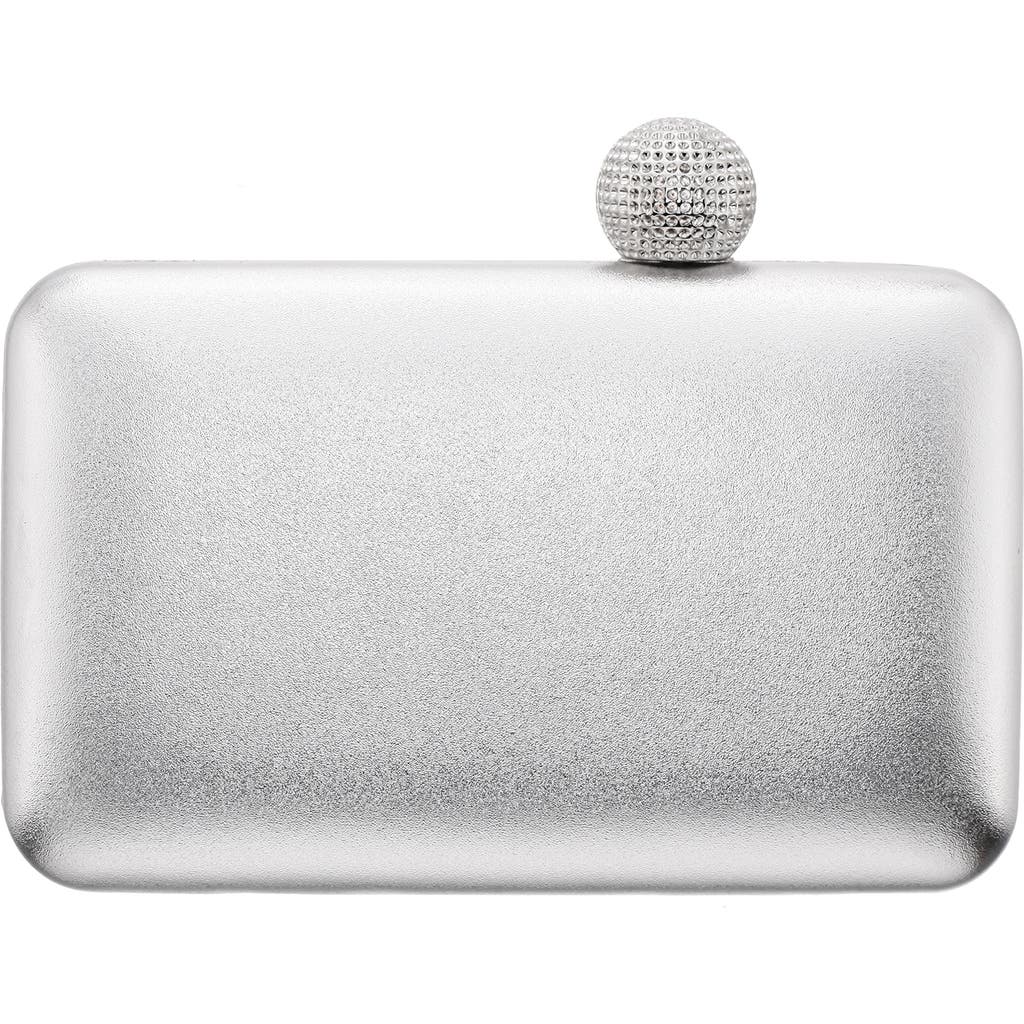 Nina Embossed Snake Minaudiere With Crystal Clasp In Silver