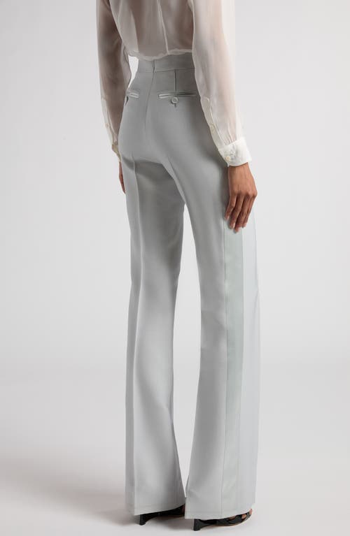 Tom Ford Lustrous Barathea Tailored Tuxedo Wide Leg Pants In Ig052 Light Grey