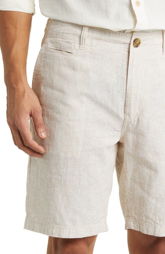 Shop 14th & Union Linen Blend Trim Fit Shorts In Tan Kelp-white Eoe