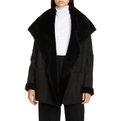Vince Genuine Shearling Coat, Black