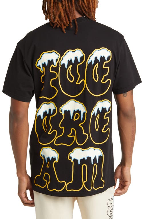 Icecream Oversize Puffy Logo Cotton T-shirt In Black