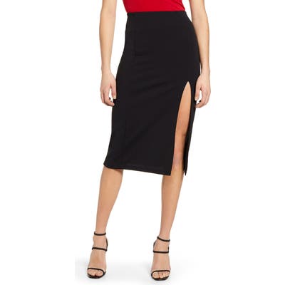 Leith High Slit Pencil Skirt, Black