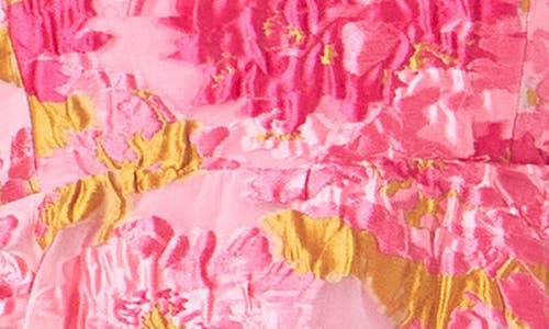 Endless Rose Floral Jacquard Peplum Top In Pink