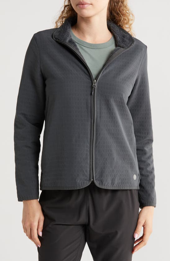 Shop Free Fly Grid Bonded Fleece Zip Jacket In Black Sand