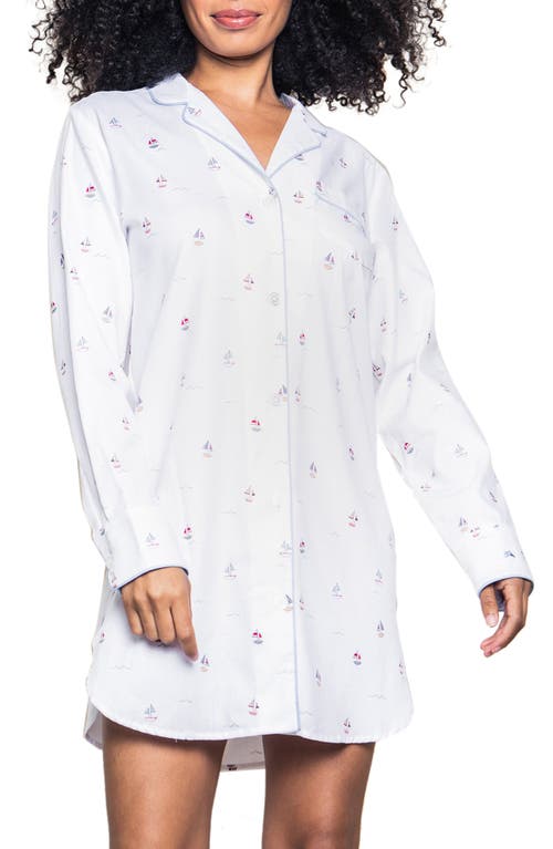 Petite Plume Bateau Nightshirt White at Nordstrom,