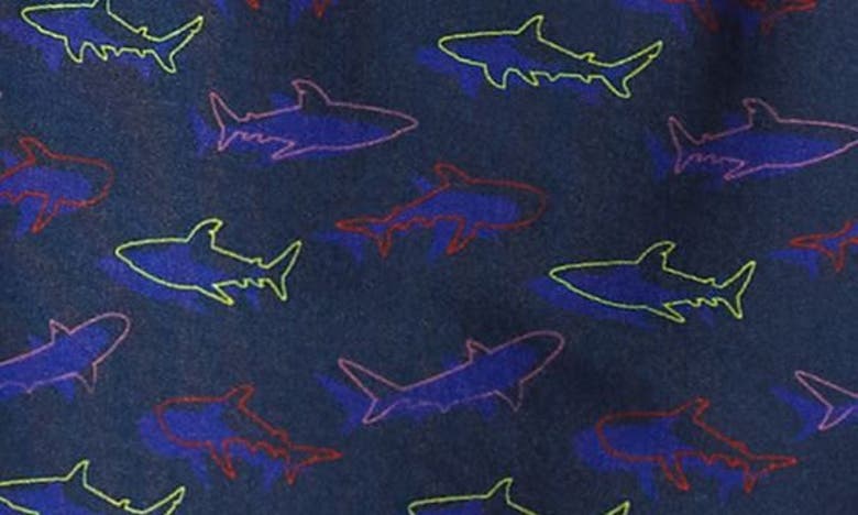 Shop Fair Harbor Kids' Anchor Swim Trunks In Navy Neon Sharks