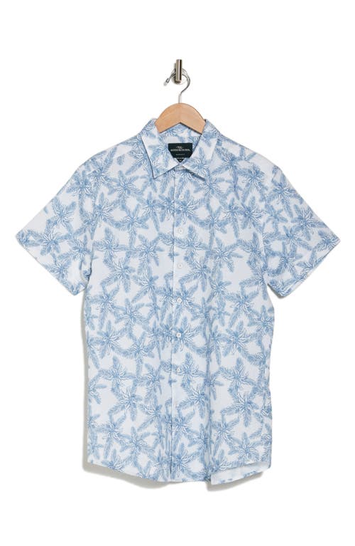 Shop Rodd & Gunn Short Sleeve Linen & Cotton Blend Button-up Shirt In Blue/snow