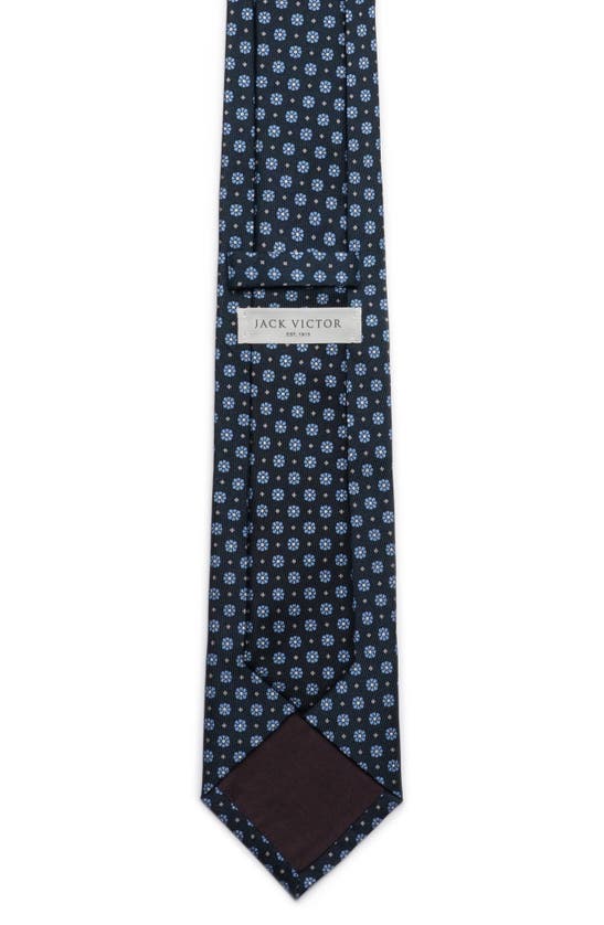 Shop Jack Victor Belmont Floral Medallion Print Silk Tie In Navy