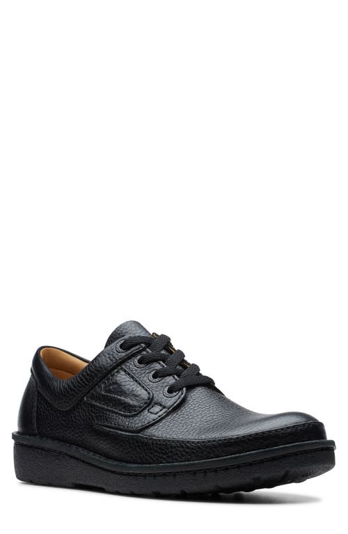 Clarks(R) Nature II Plain Toe Derby in Black Grained Leather