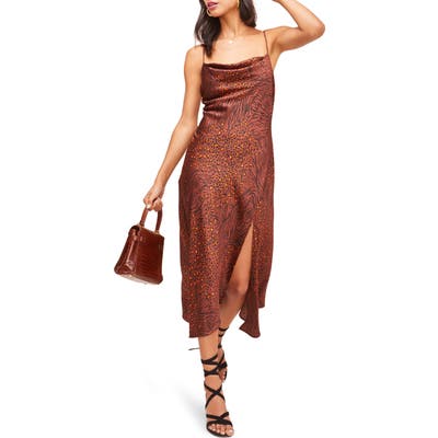 Astr The Label Cowl Neck Midi Dress, Brown