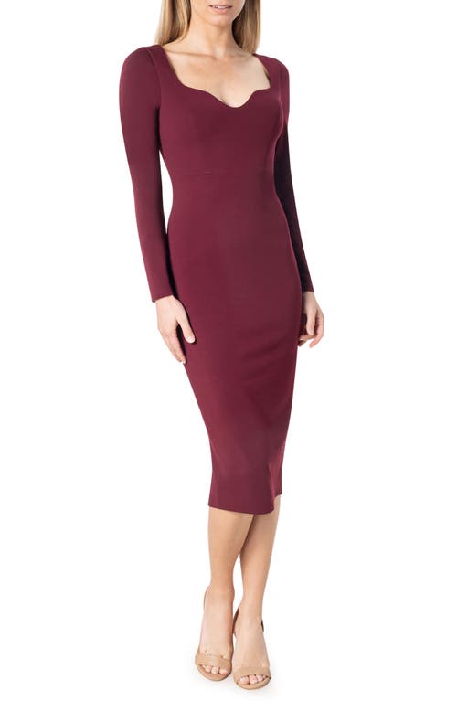 Dress the Population Sonia Long Sleeve Dress in Burgundy at Nordstrom, Size Xx-Large