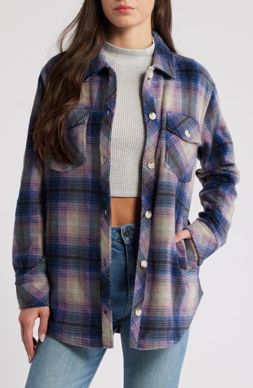 Shop Thread & Supply Plaid Polar Fleece Shacket In Blue Mauve