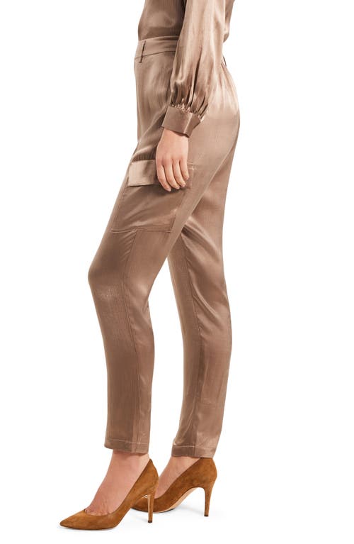 Nic + Zoe Elevated Satin Tapered Leg Cargo Pants In Stucco