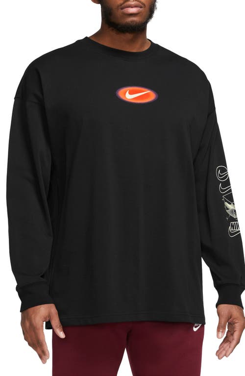 Nike Sportswear Oversize Long Sleeve Graphic T-Shirt Black at Nordstrom,