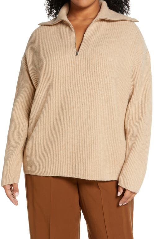 Vince Wool & Cashmere Half Zip Sweater in H Desert Clay