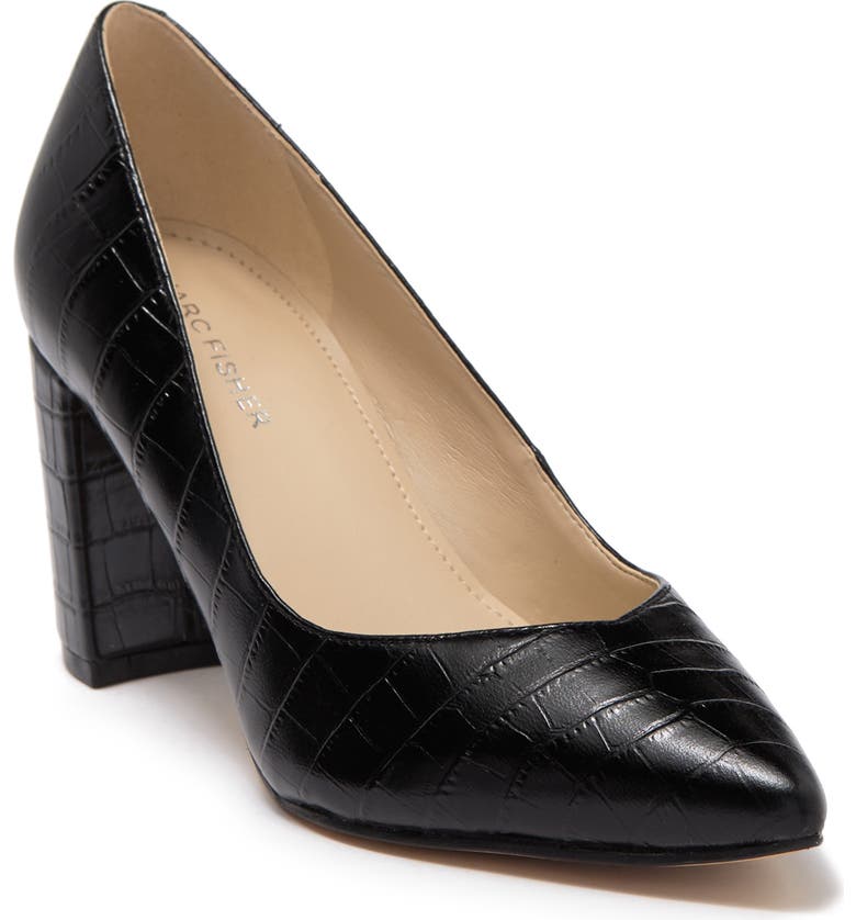 MARC FISHER Caitlin Block Heel Pump, Main, color, BLACK MULTI LEATHER