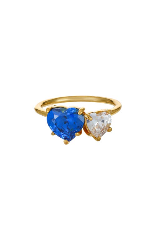 Cubic Zirconia Double Heart Ring in Sapphire