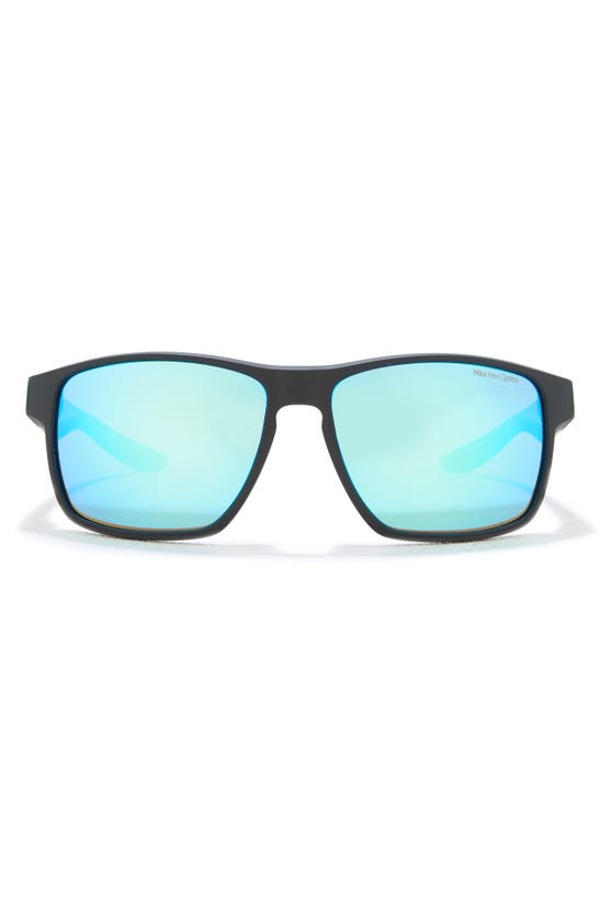 Nike Essential Venture 59mm Square Sunglasses In Matte Black/ Rage Green Prism