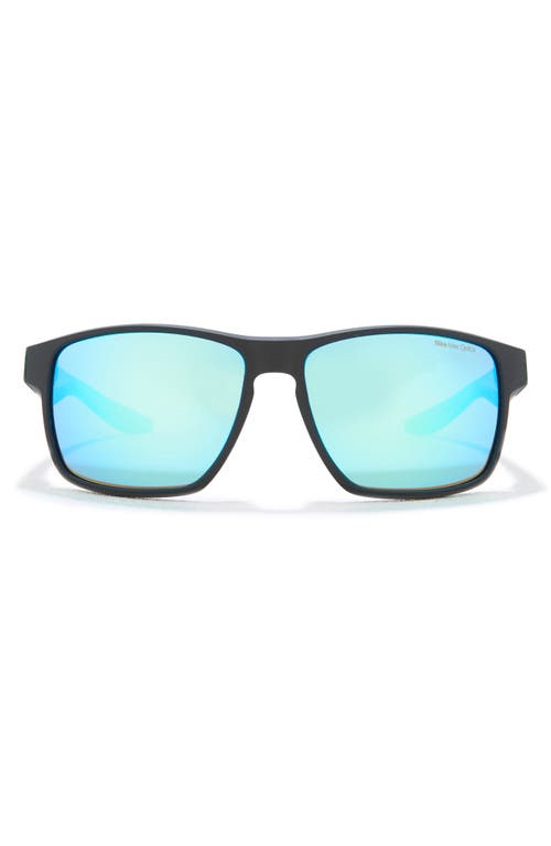 Shop Nike Essential Venture 59mm Square Sunglasses In Matte Black/rage Green Prism