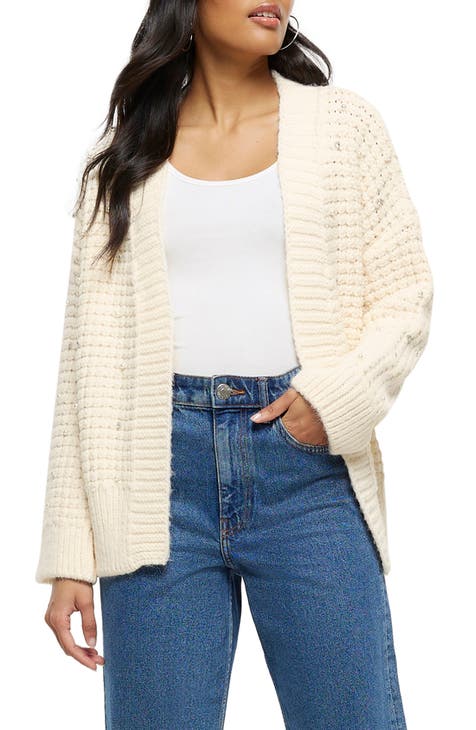 Crystal & Faux Pearl Embellished Open Front Cardigan