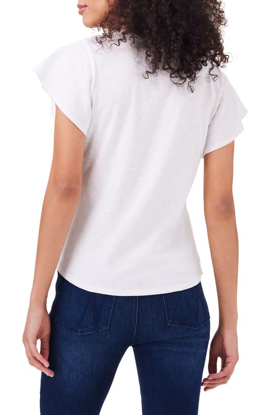 Shop Nzt By Nic+zoe Flutter Sleeve Cotton T-shirt In Paper White