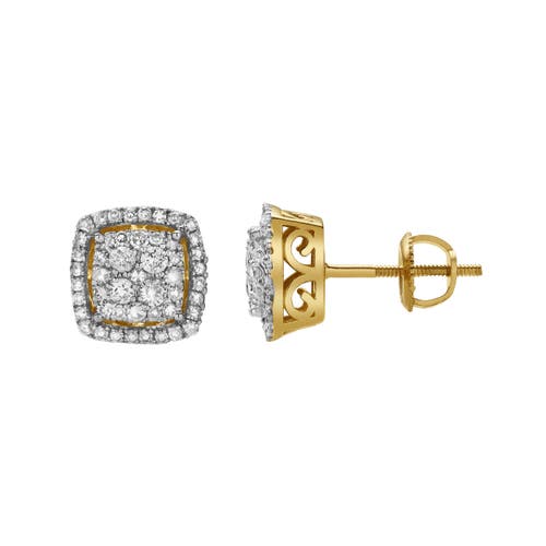 Luvmyjewelry Elantris 10k Yellow Gold Cluster Diamond Unisex Earrings In 10k Yellow Gold
