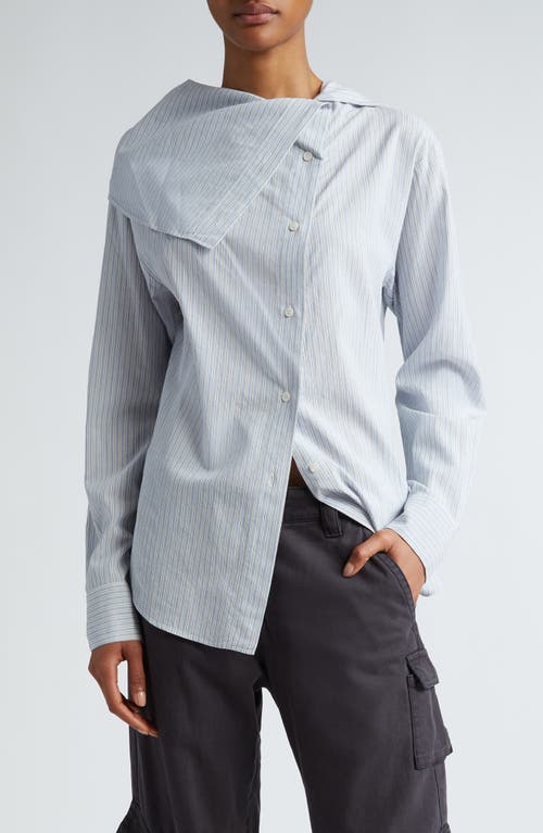 Acne Studios Saith Stripe Asymmetric Button-up Shirt In Blue/white