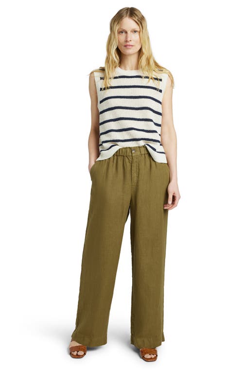 Faherty Monterey Linen Pants In Military Olive