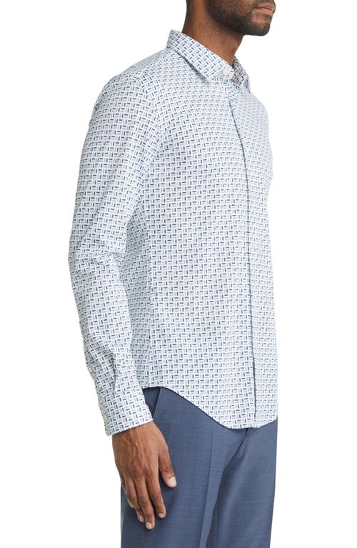 Shop Hugo Boss Boss Roan Slim Fit Geo Button-up Shirt In Light/pastel Blue