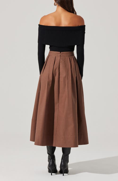 Shop Astr The Label Cotton Midi Skirt In Brown