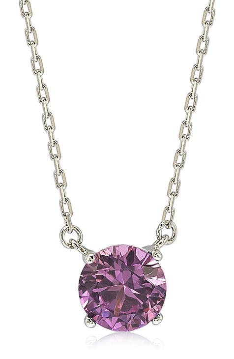 Sterling Silver Sapphire Solitaire Pendant Necklace