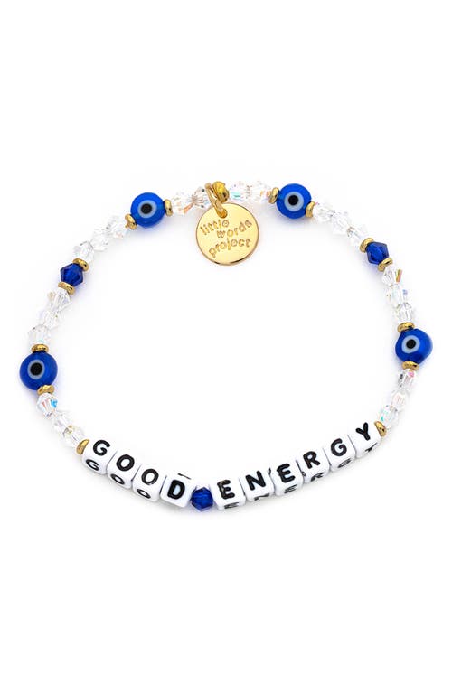 Little Words Project Good Energy Beaded Stretch Bracelet in Clear Blue at Nordstrom