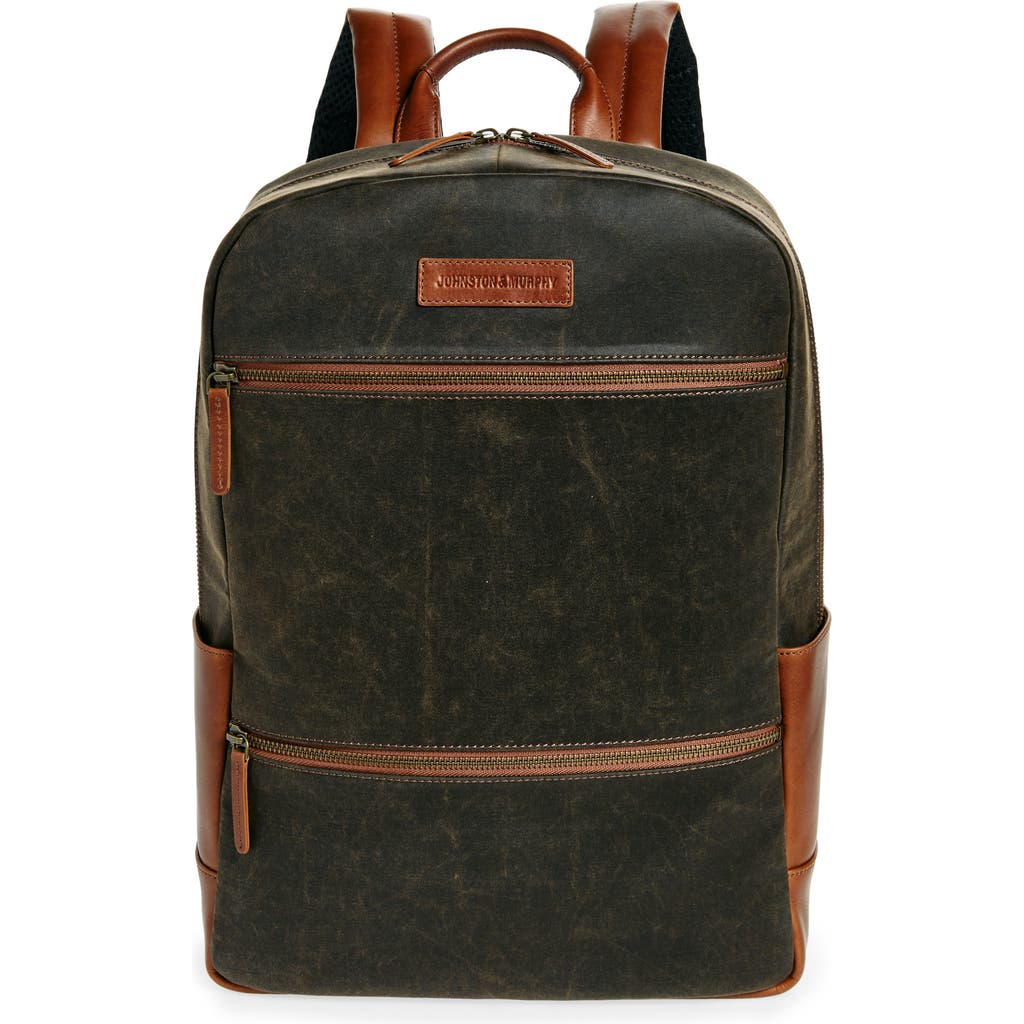 Johnston & Murphy Antique Leather Backpack In Black/tan
