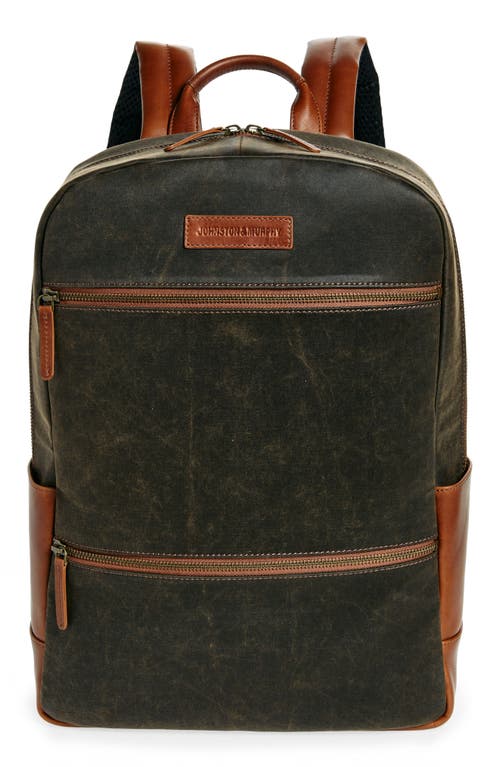 Shop Johnston & Murphy Antique Leather Backpack In Black/tan