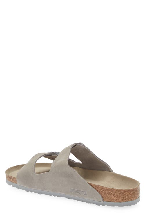 Shop Birkenstock Arizona Soft Slide Sandal In Stone Coin Suede