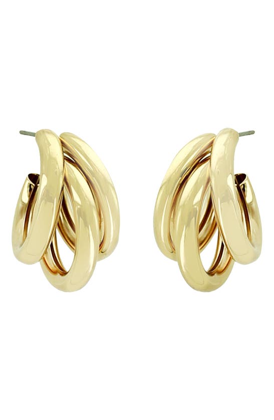 Panacea 14k Yellow Gold Plated Triple Row Hoop Earrings