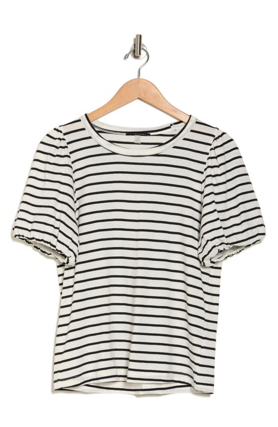 T Tahari Bubble Sleeve T-shirt In Ivory/ Indigo Stripe