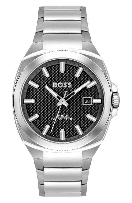 Shop Hugo Boss Walker Bracelet Watch, 41mm In Black/ Silver