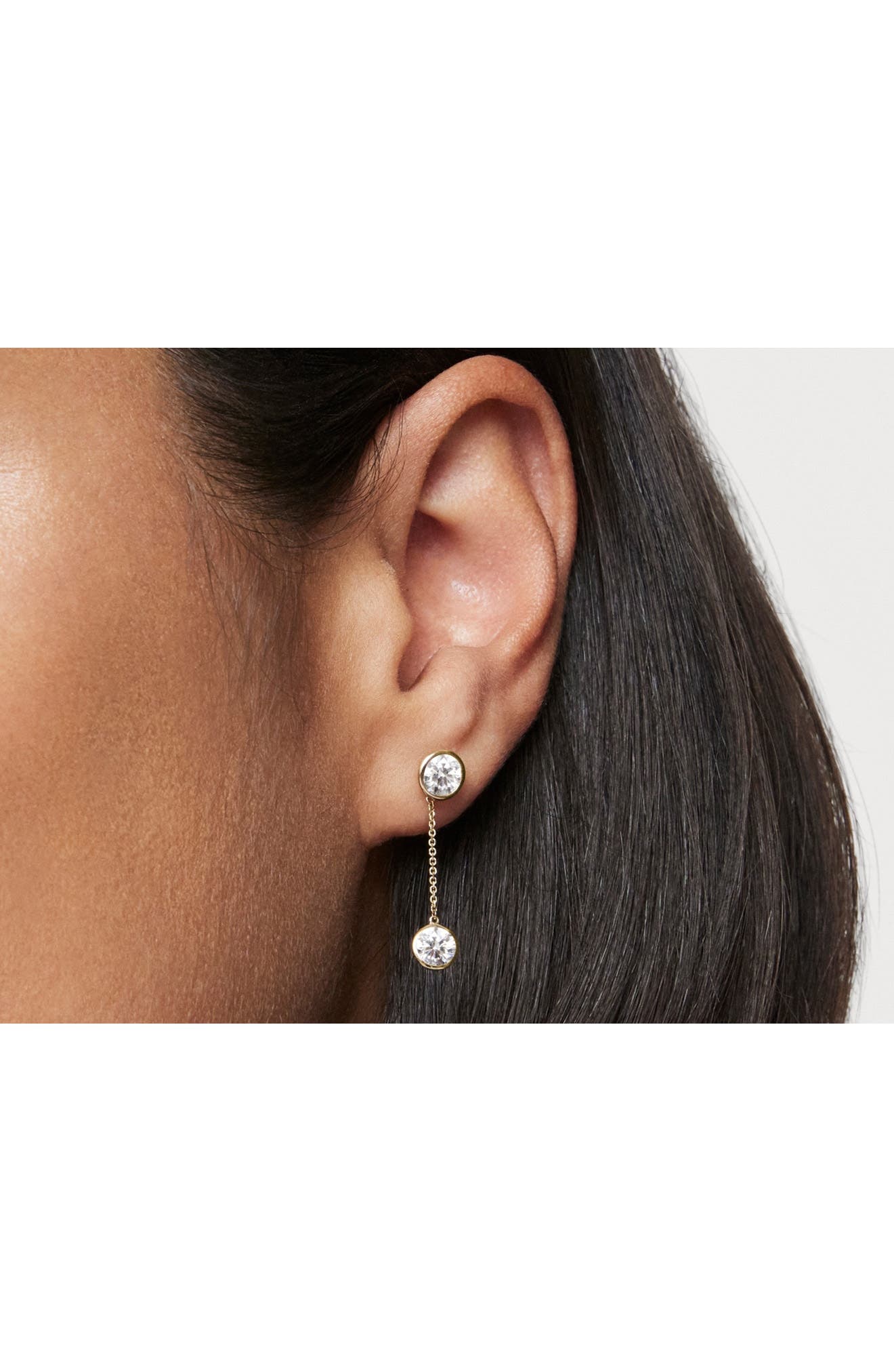 LIGHTBOX 1Carat Lab Created Diamond Drop Earring Chain Enhancers
